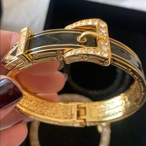 Belt detail bracelet with crystal accents